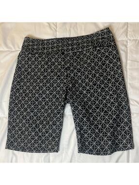 Women’s Size 14 Black White Geometric Golf Bermuda Shorts Stretch: Tail Brand